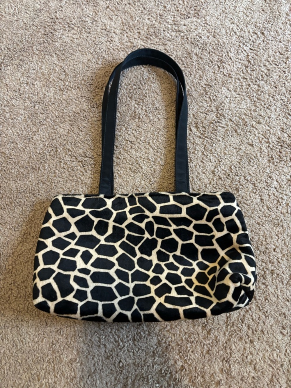 Black and Cream Animal Print Shoulder Bag